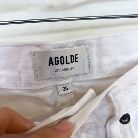 AGOLDE White Denim 90s Straight Leg High Waist Classic Button Fly Jeans 26 - Picture 6 of 12